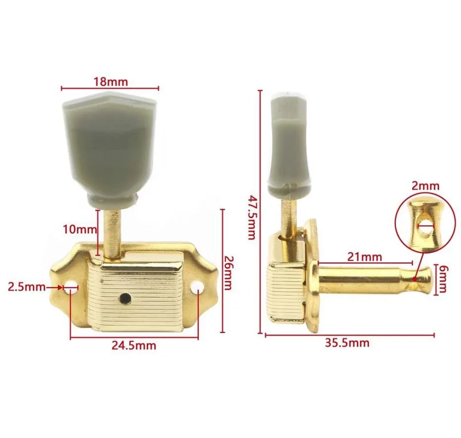 

Vintage Guitar Machine Head Tuning Peg, GB Style Tuner, 3L3R Vintage, 135 Keystone, Lespaul Guitar Turners, High Quality, 1Set
