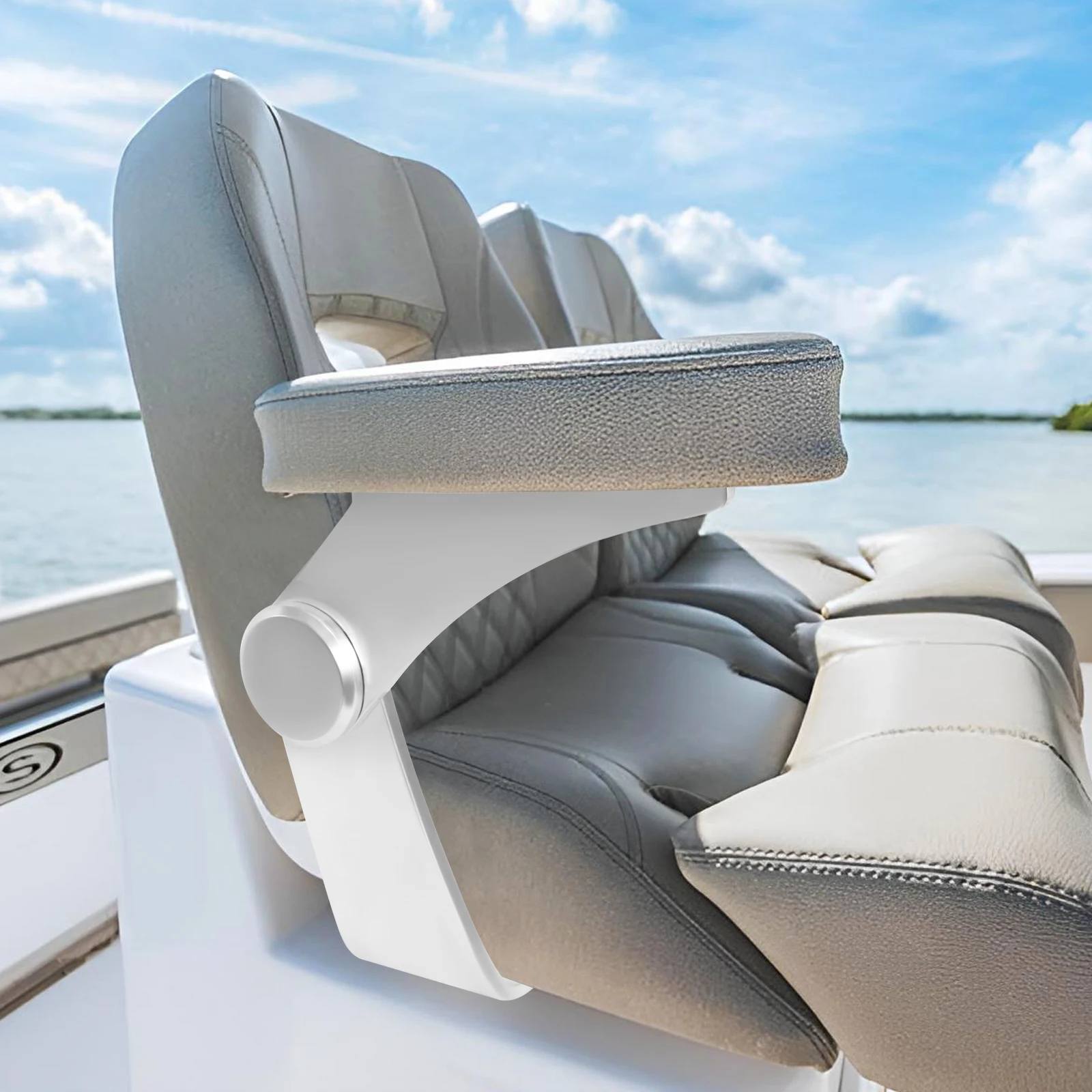 Aluminum Boat Pivot Flip-Up Armrest Set Provides 80º Rotation of Armrest Boat Flip-Up Seat Hinge, Sold in Pairs, Left & Right