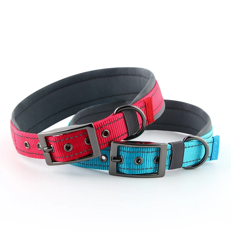 

Classic Solid Reflective Wide Pet Collars with Belt Buckle Adjustable Heavy Duty Soft Padded Nylon Dog Collar Obroza Dla Psa
