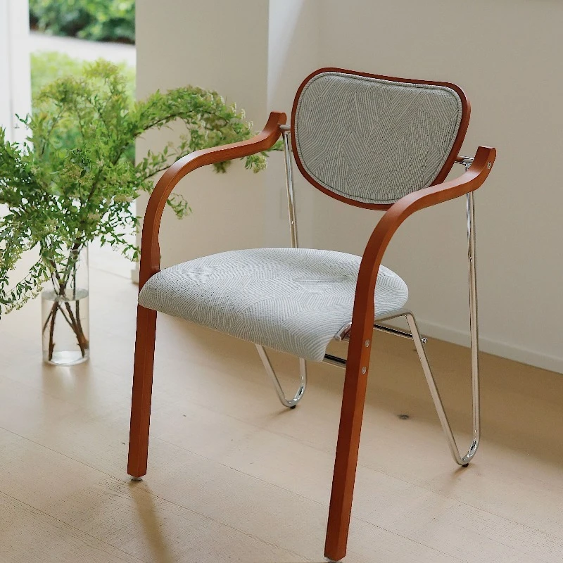 

French light blue fresh retro dining chair solid wood soft bag
