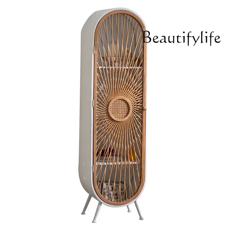 X36 Bamboo Arched Door Standing Cabinet American Country White Wrought Iron Multi-layer Display Cabinet Creative Corner Cabinet