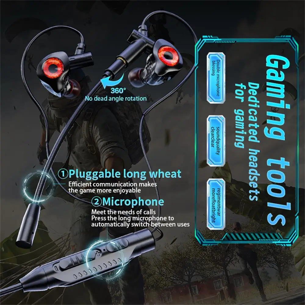 Type-c In-ear dual-mix e-sports gaming headset stereo noise reduction with microphone digital head wired headset