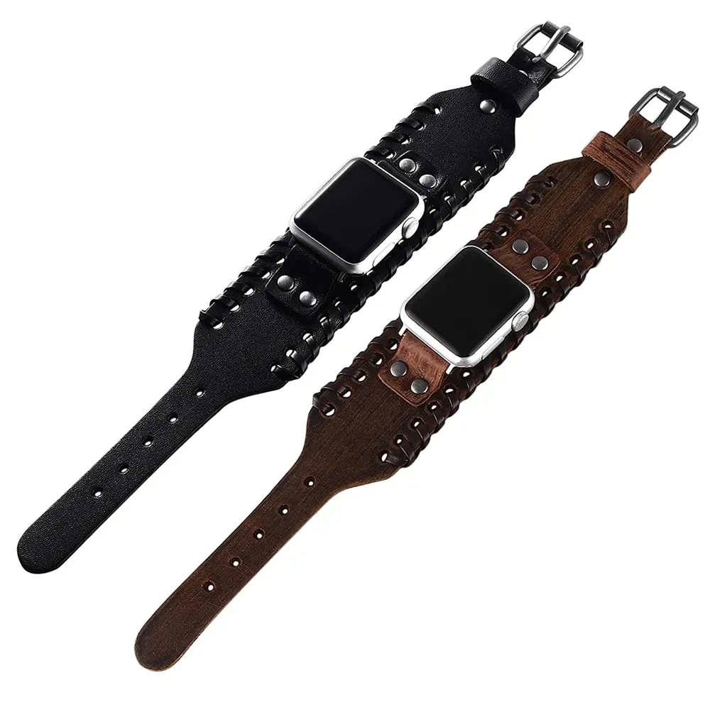 Retro Leather Bracelet For Apple Watch Ultra 49mm Band Series 8 7 45mm 41mm Wristband Strap for iWatch 6 SE 5 4 3 44mm 40mm 42mm