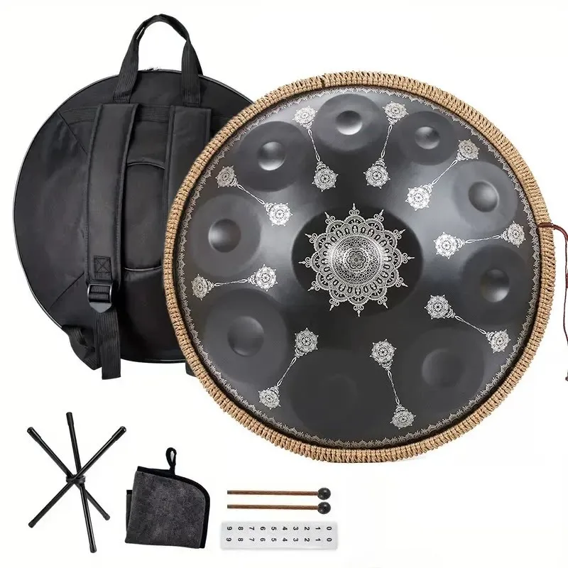 22 Inch Stainless Steel HandPan with Stand Manual Tuning Professional HandPan Yoga Sound Healing Hand Pan Musical Instruments