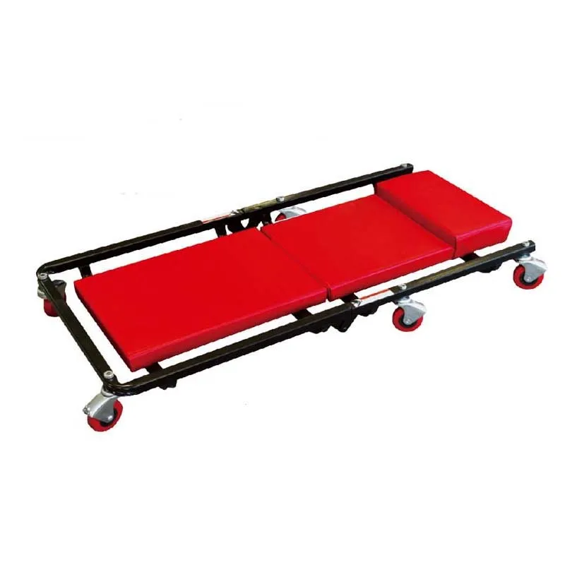 36 Inch Heavy Duty Folding Low Profile Automotive Creeper with 6 Casters, Steel Rolling Car Creeper for Auto Repair, Red