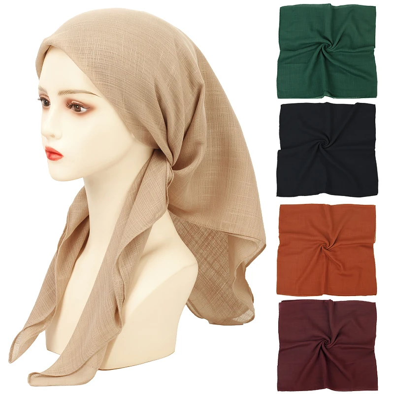 Geebro New Fashion Women Solid Color Scarf Headscarf Snood Neckerchief Female Foulard Shawl Scarves Retro Head Neck Silk