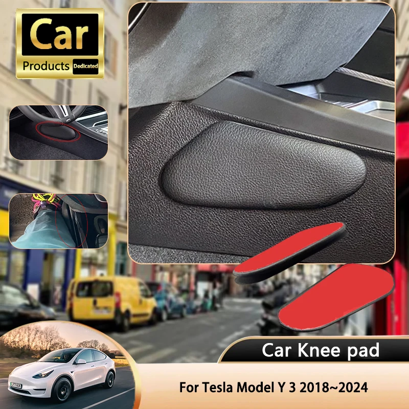 

For Tesla Model Y 3 2018 ~ 2024 2019 2020 2021 Samochodowa poduszka na kolana PU Leather Center Control Rest Cushions Poduszka podtrzymująca uda Auto