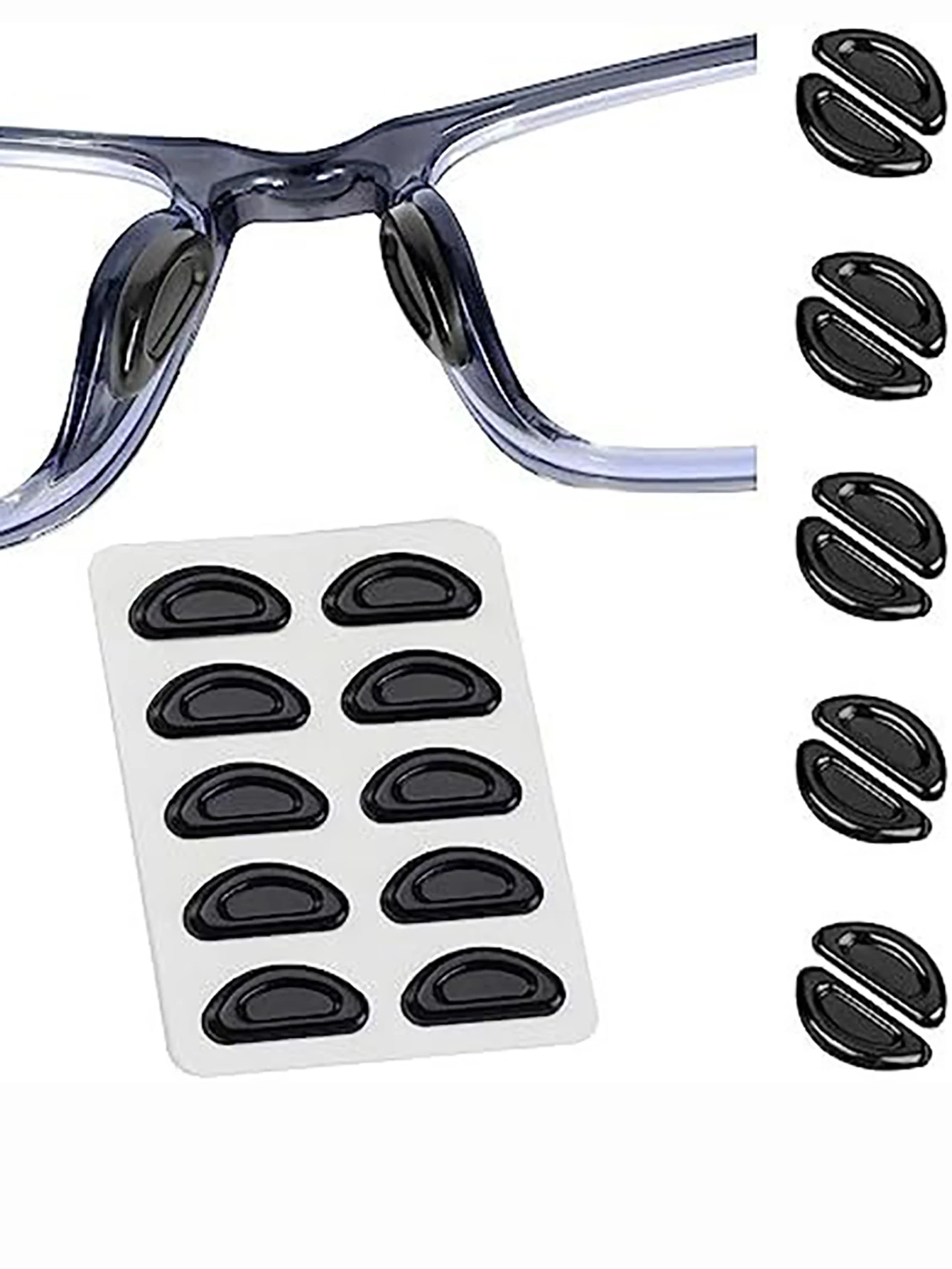 5pairs Eyeglasses Anti Slip Nose Pads Soft Silicone Adhesive Glasses Nose Pads for Plastic Frame Glasses Sunglasses(Black/White)