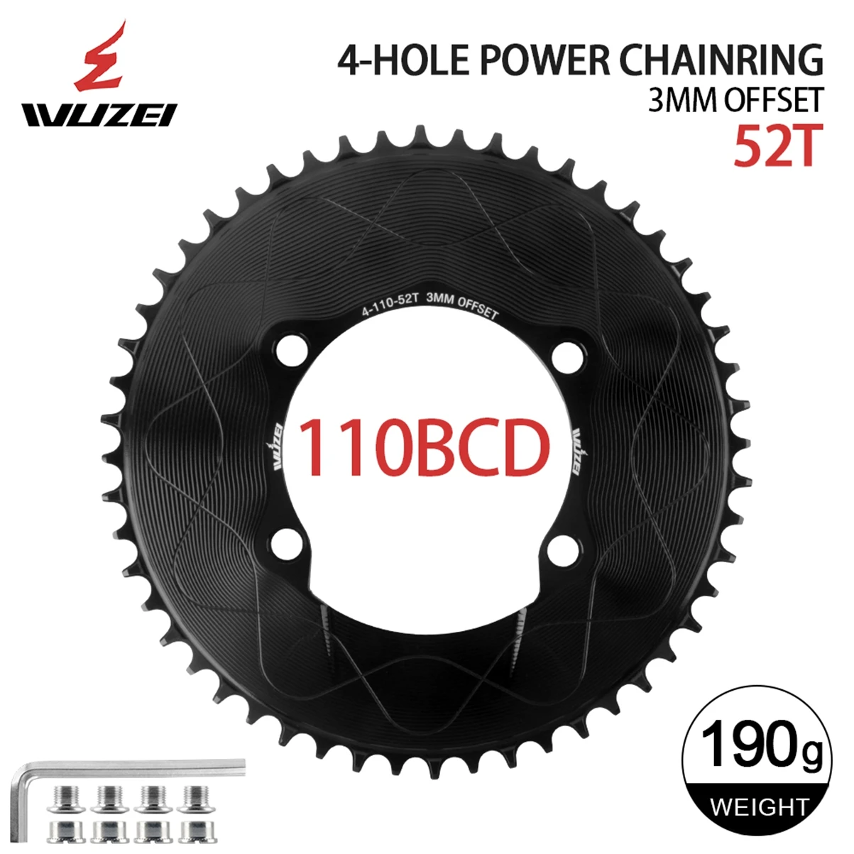 WUZEI 110BCD Rennrad Kettenblatt 8 9 10 11 12S Fahrrad Kettenblatt 40T 48T 58T Schmales breites Kettenrad für Shimano R7000 R8000 R9100
