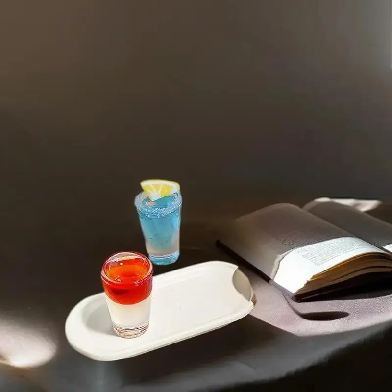 4PCS 1:12 Dollhouse Miniature Cocktail Tray Model Beverage Toys DIY Accessories Micro Scene Decoration