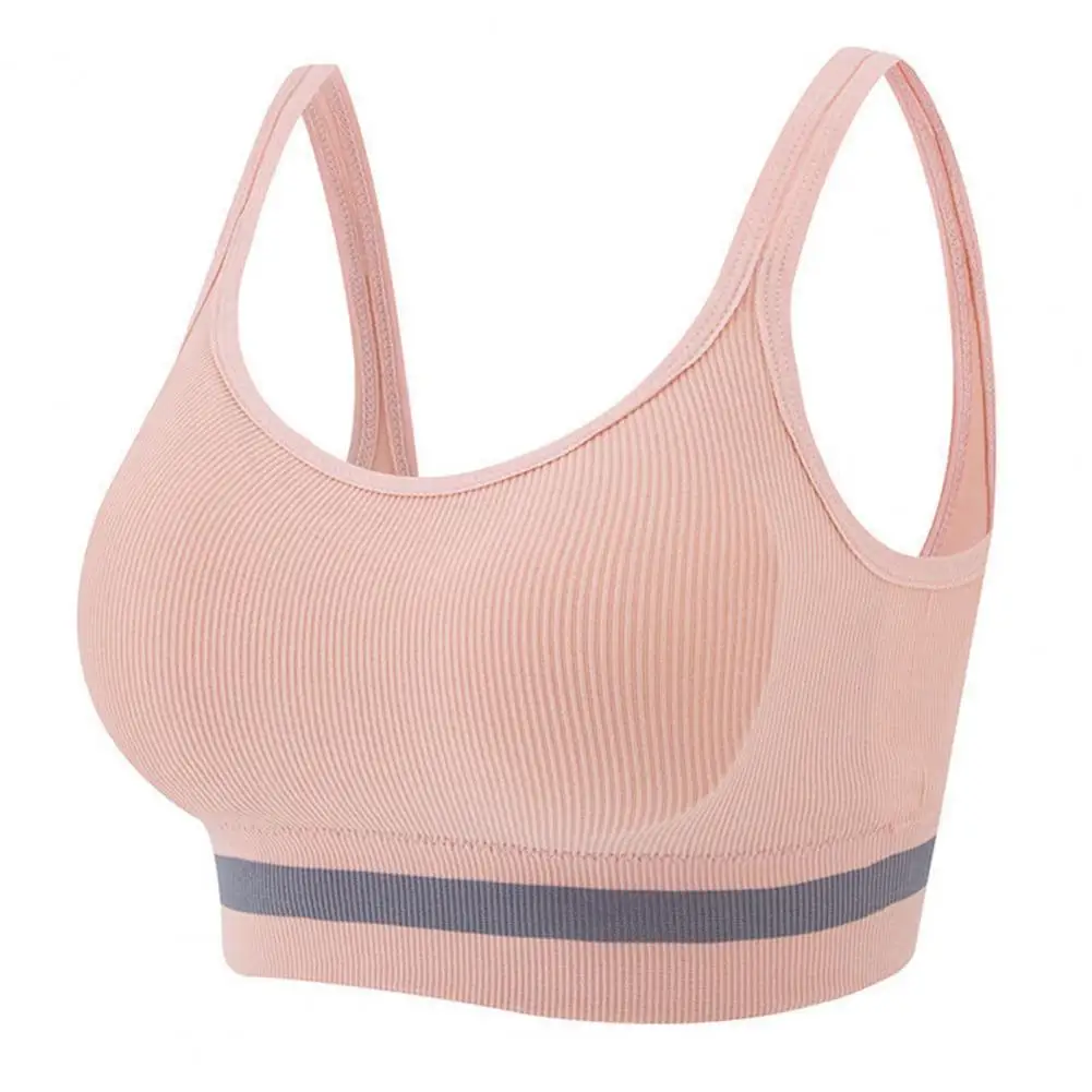 Sports Bra Without Steel Ring Solid Color Sports Brassiere Support for Active Women Shockproof Push-up Sports Bras with Back