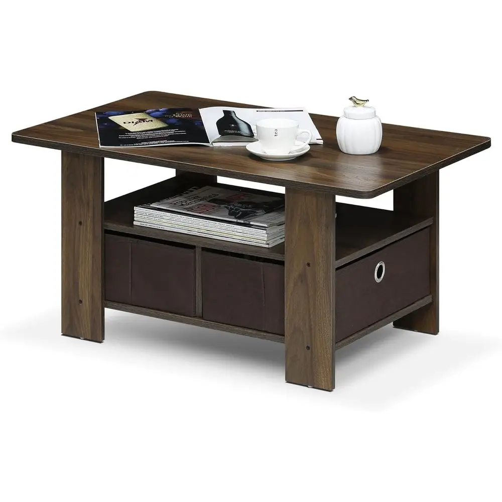 

Andrey Coee Table with Bin Der, Columbia Walnut/k Brown