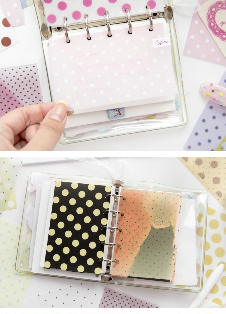Journal GO 32 Stück Polka Dot Waltz Vintage Dots Dual Material Paper Kreatives DIY Junk Journal Collage Scrapbooking Hintergrund DIY – Detail 15