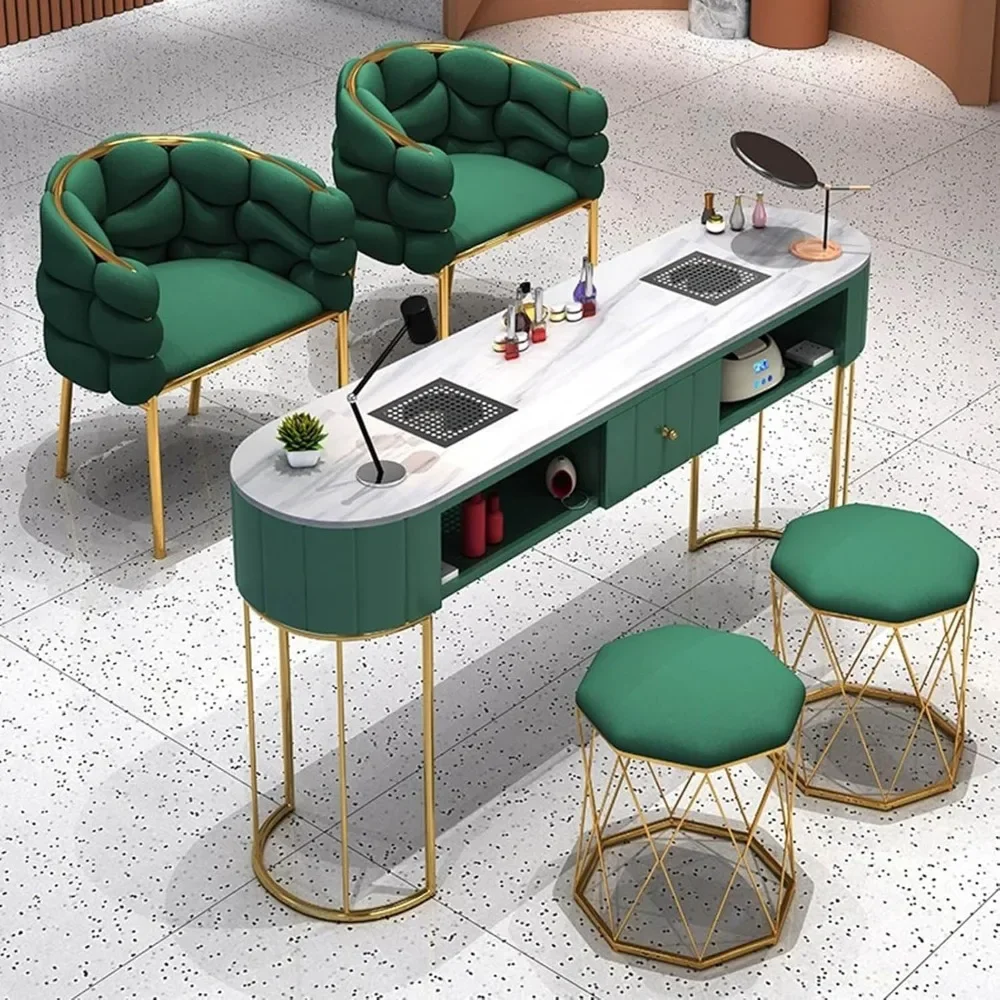

Manicure Table Nail Desk, Modern Nail Tech Table Station With Storage Drawers, Professional Nail Beauty Spa Salon Workstation Ma