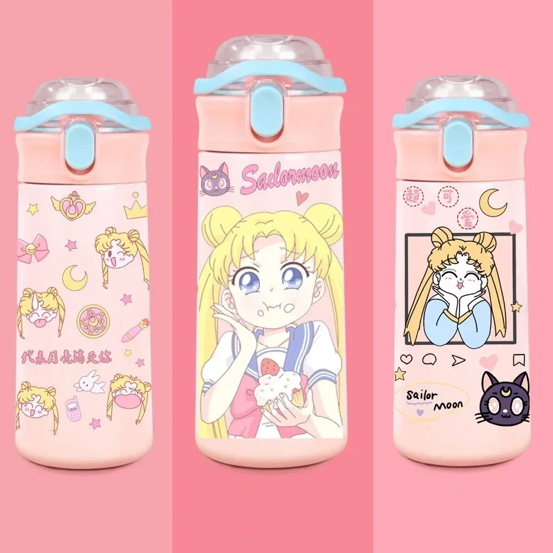 Sailor Moon Kawaii Thermos Bottle Cute Hot Water Bottle Stainless Cartoon Steel Christma Gift Cup Portable Leakproof Thermos Cup