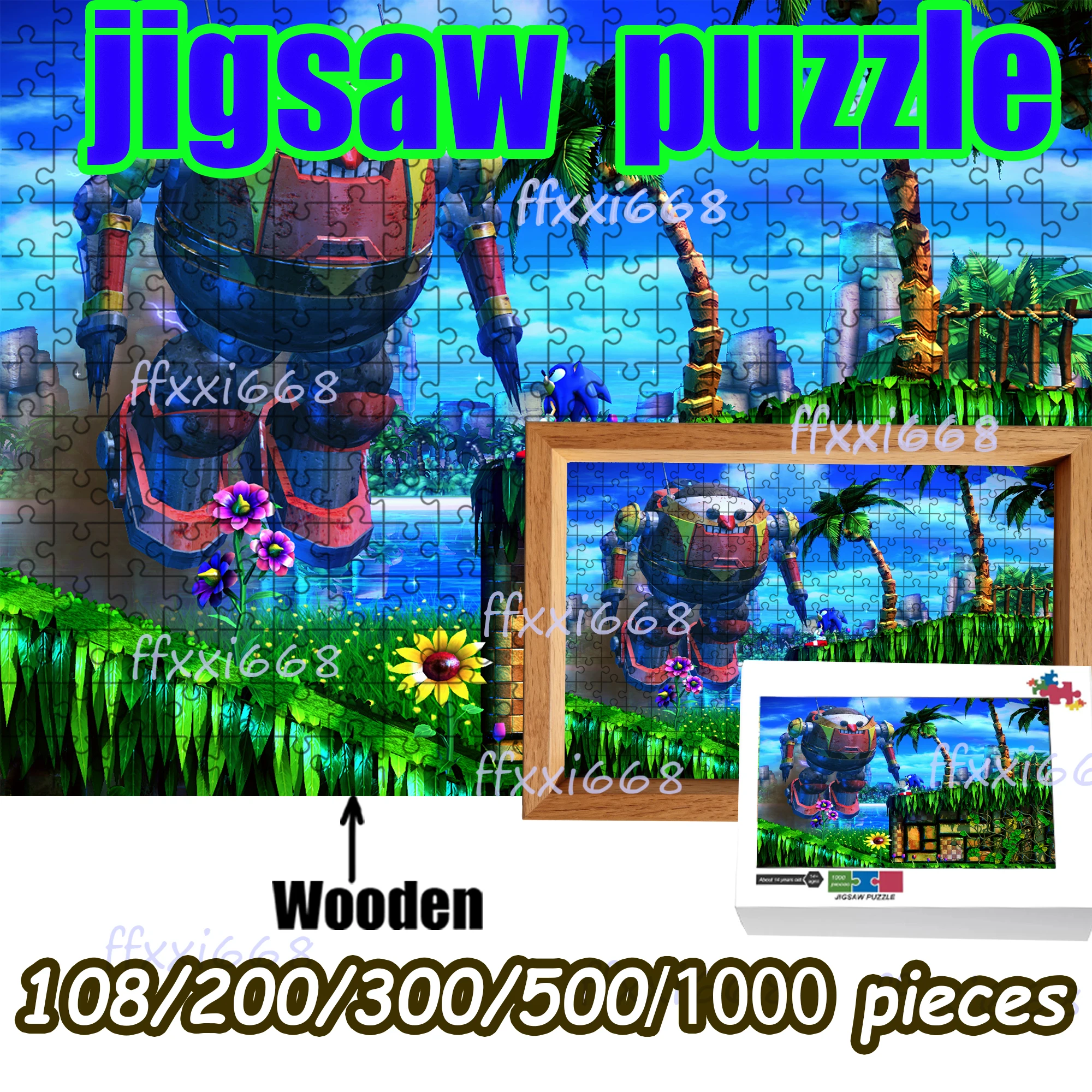 

Sonic the Hedgehog Jigsaw Puzzle 108/200/300/500/1000 Pieces Wooden Puzzle High Quality Gift Fun Birthday gift