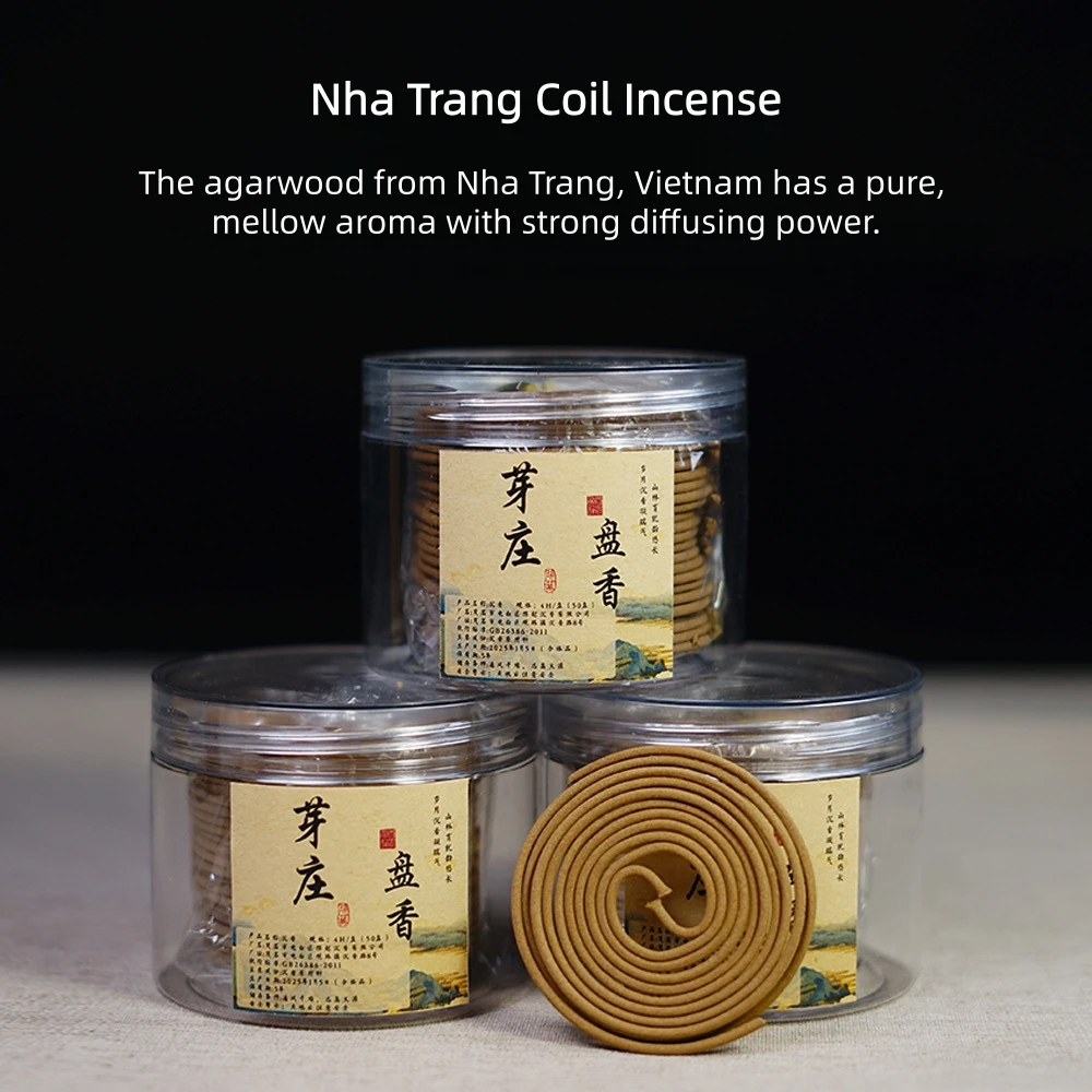 Original Nha Trang Agarwood Coil Incense,Natural Agarwood Incense for Home/Office Use,4-Hour Burning Time,Air Purification,