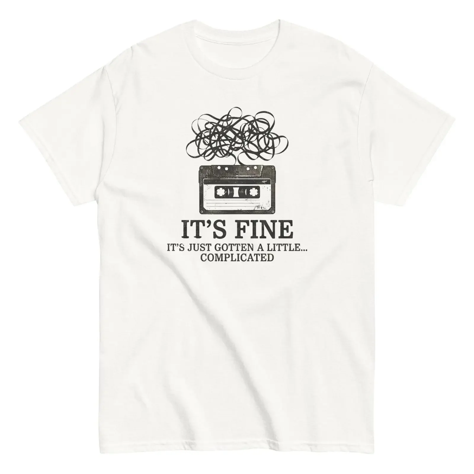 It's Fine I'm Just A Little Complicated T Shirt Funny Retro Cassette Tape Vintage Music Humor  vintage Washed Breathable