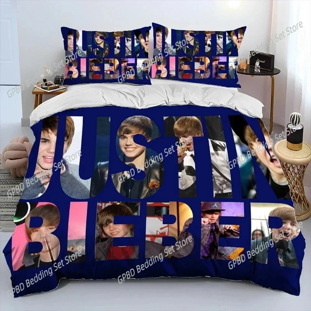 

2025 Luxury New 3D Print Popular Singe Justin Bieber JBiebs Bedding Set Duvet Cover Bed Set Quilt Cover Pillowcase Queen Size