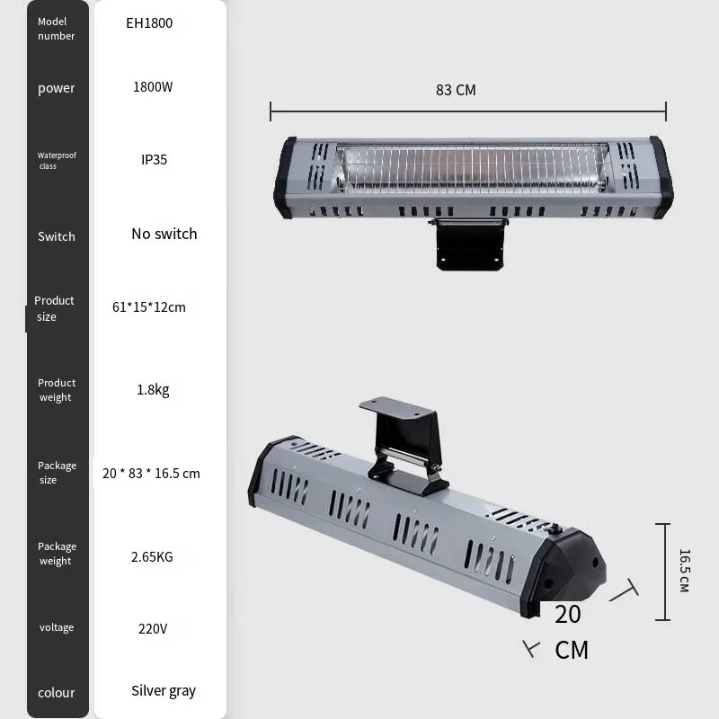 [Mais vendido] aquecedor elétrico ao ar livre infravermelho distante montado na parede aquecedor à prova dwaterproof água restaurante aquecedor banheiro aquecimento elétrico st