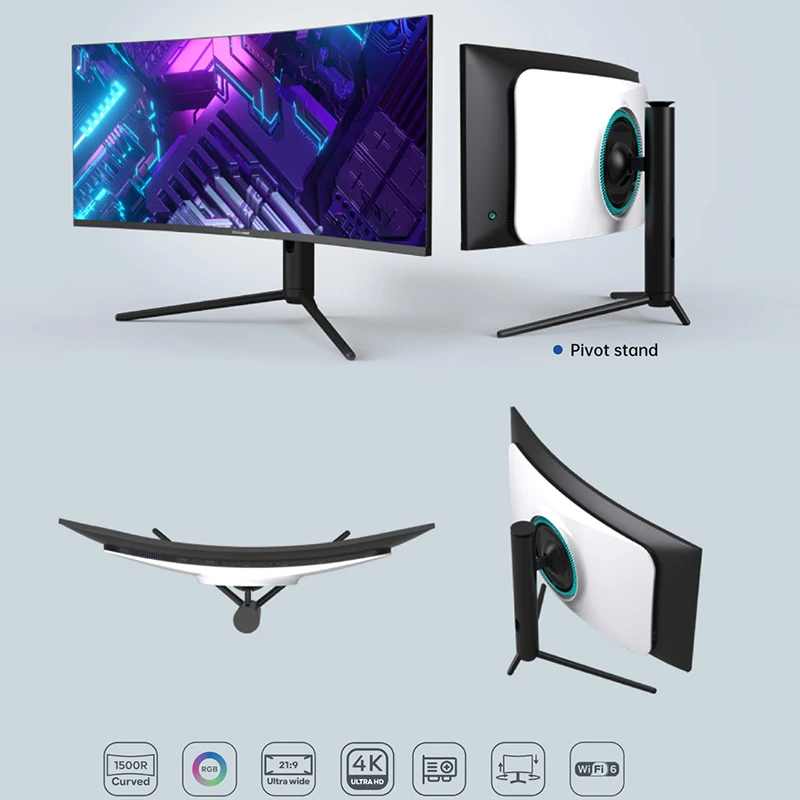 34 Inch Curved Screen PC i7 10th DDR4 16GB 512GB SSD AIO Business Gamer Desktop Monoblock Gaming Computer All in One PC