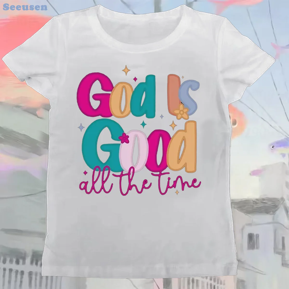 God Is Good All The Time  Women's Oversized T-shirt Retro Religious Bible Verse Top Christian Apparel Tee Jesus Lover God Lover