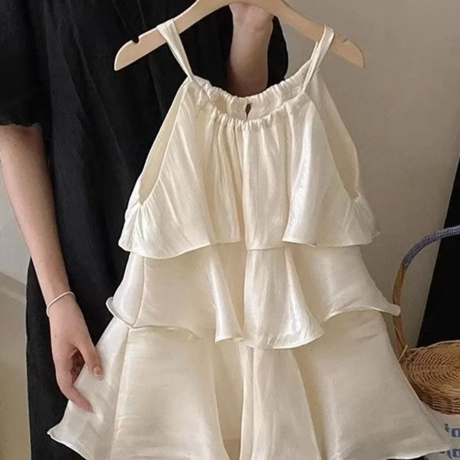 Summer RUFFLES Sun Puffy Dress Elegant Child Little Girls Clothing CasualDress Children Dress For Teens Party Princess Sundress