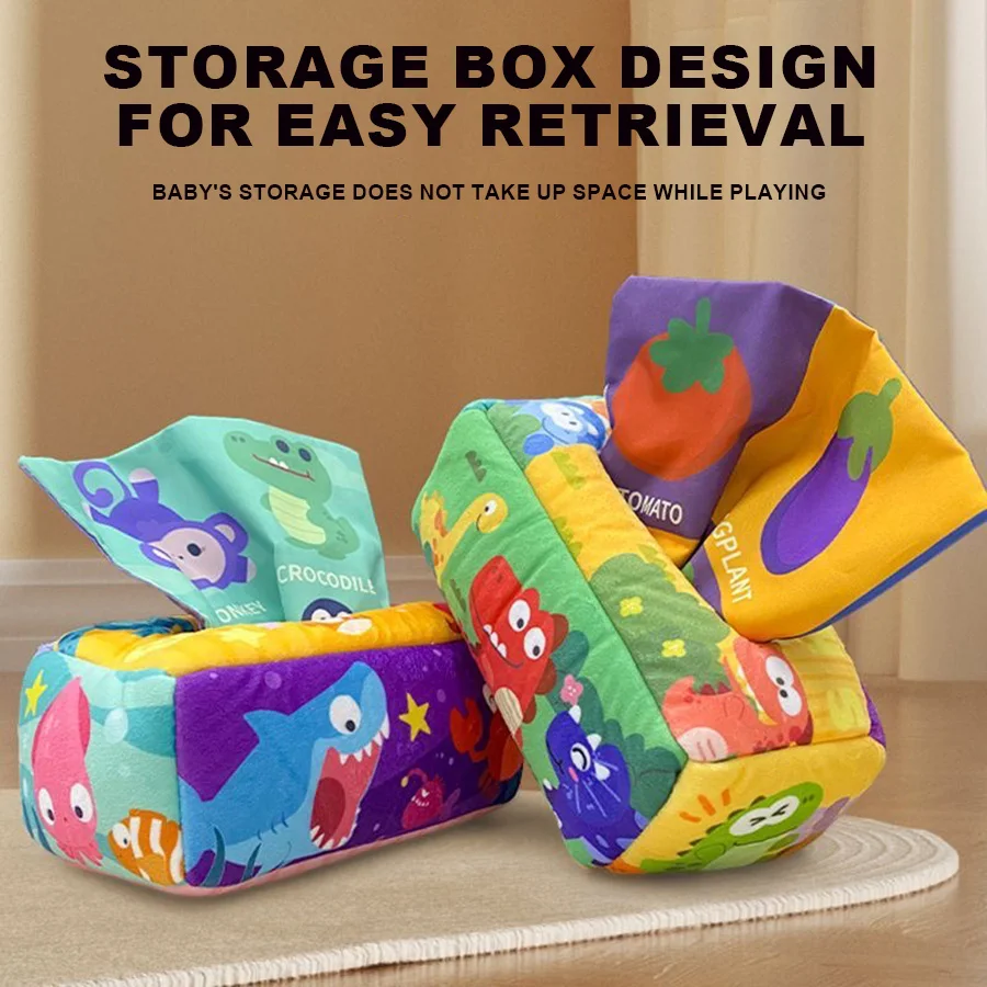 Baby Papieren Mand Speelgoed Scheurbestendig Tissue Box Oefening Baby's Fijne Vinger Bewegingen Zachte Zijden Sjaal Lade Box Baby Cadeau