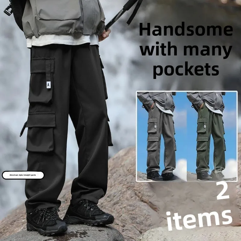 

Retro American Work Pants Men's Autumn Winter Thiened Fce Harlan Loose Casual Trousers Wear-resistant Cuffed Pants