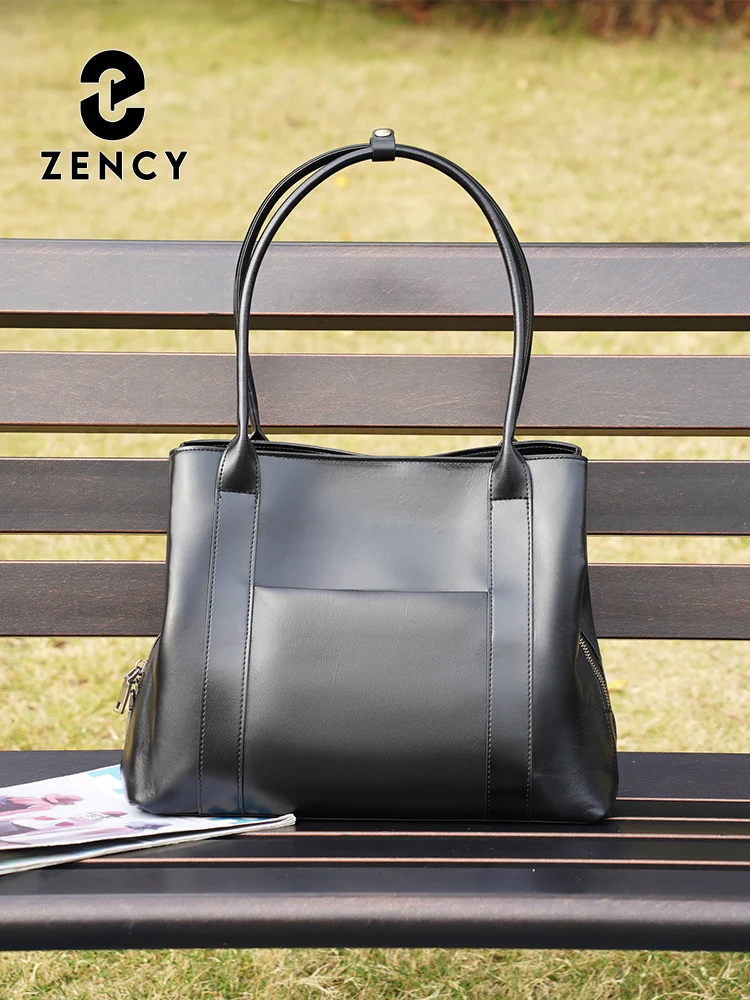 Zency Genuine Leather Totes Bag Fashion Women Leather Shoulder Bag Ladies Underarm Large Capacity Work Handbag Shopping Bags