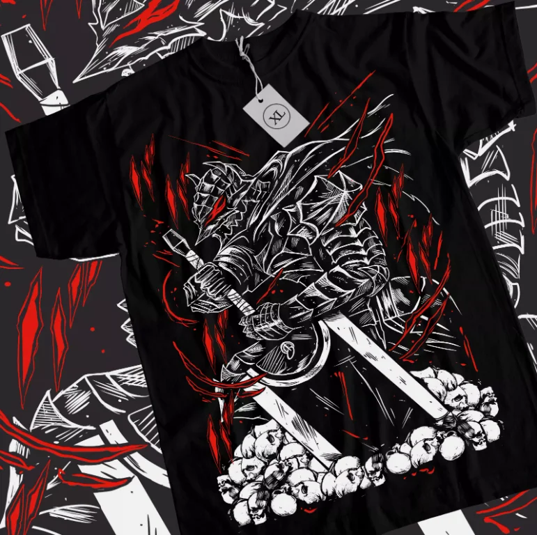 Berserk T-shirt Manga Strip Guts Berserker Armour Anime Black shirt ALL SIZES