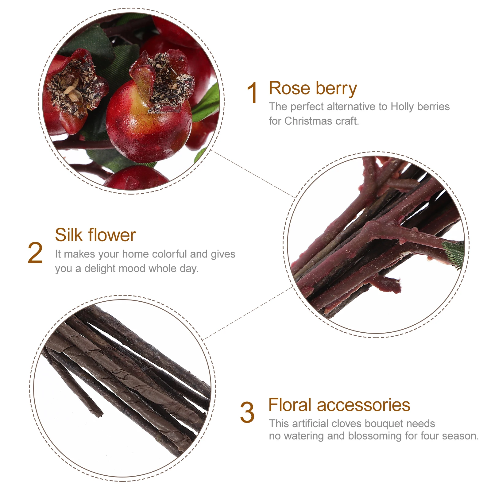 

1 set YellowArtificial Rosehip Berries Floral Accessories for Christmas Wedding Party Home Decor Christmas Picks Indoor Use Only