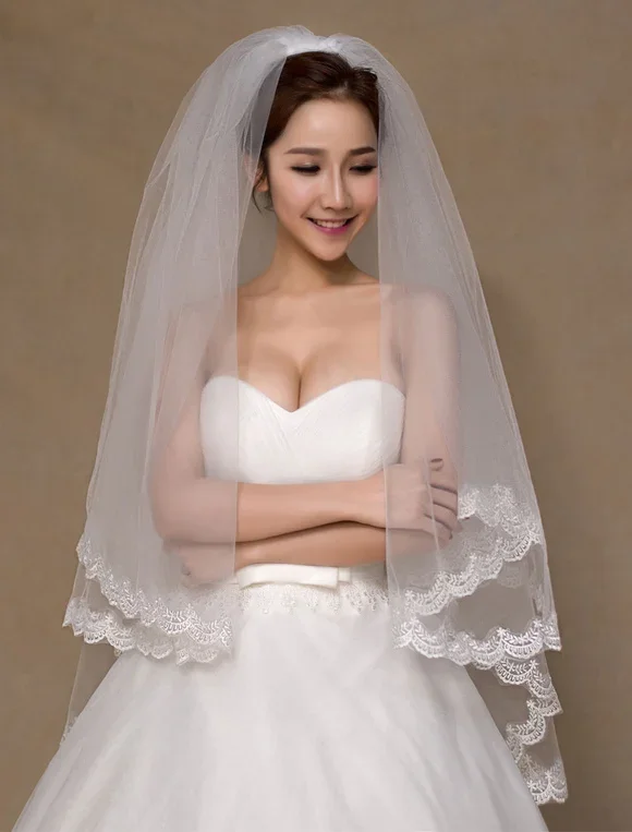 Ivory Semi-Sheer Tulle Chic Bridal Wedding Veil