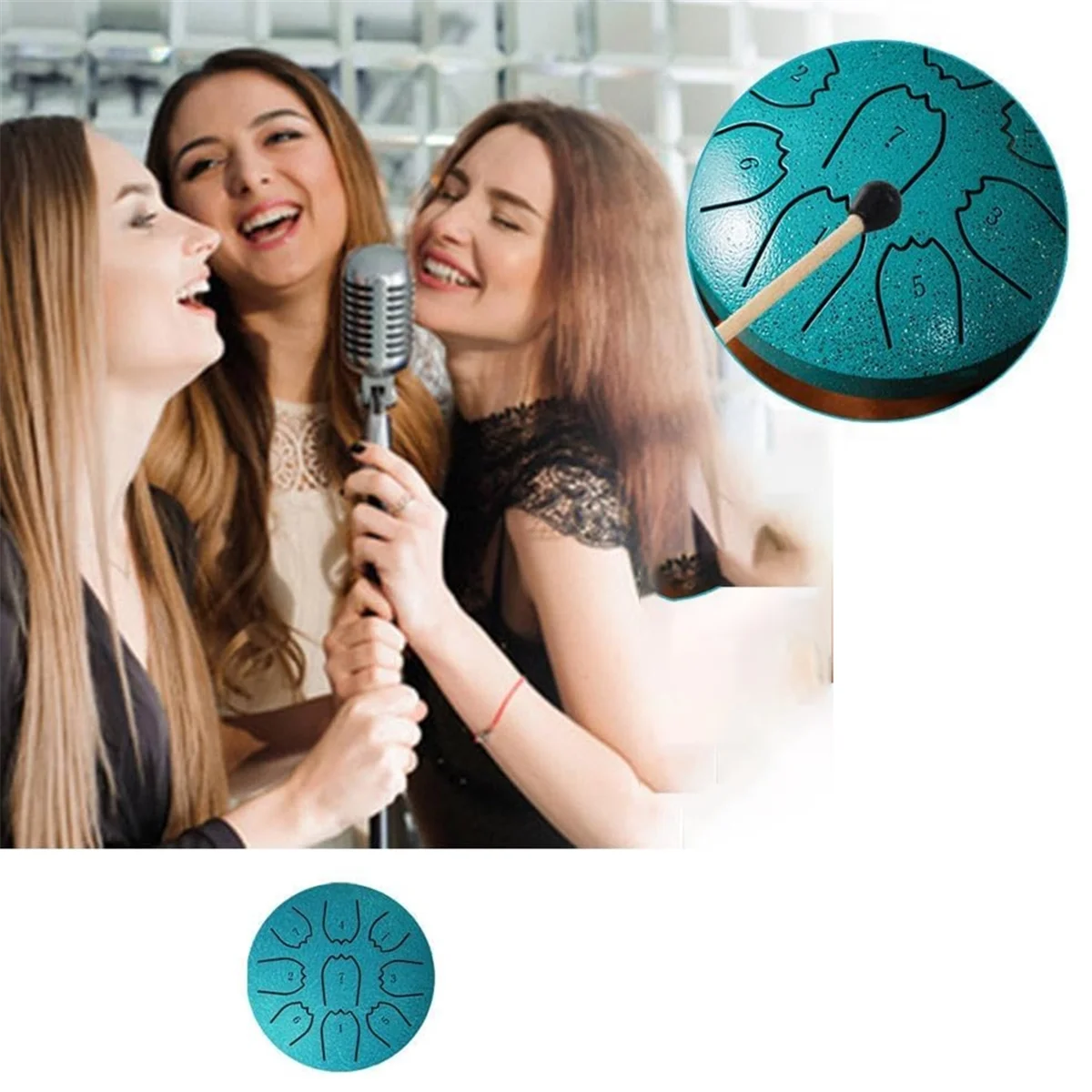 

2025+4inch 9 Tones Rain Drums Instrument Outdoor Steel Tongue Drum Mini Hand Drum Ethereal Drumstick Rain Drums for Outside