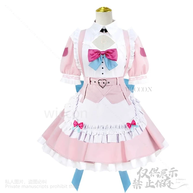 Yuuki sakuna cosplay anime hololive vtuber virtual youtuber traje vestido rosa lolita para meninas halloween natal personalizado