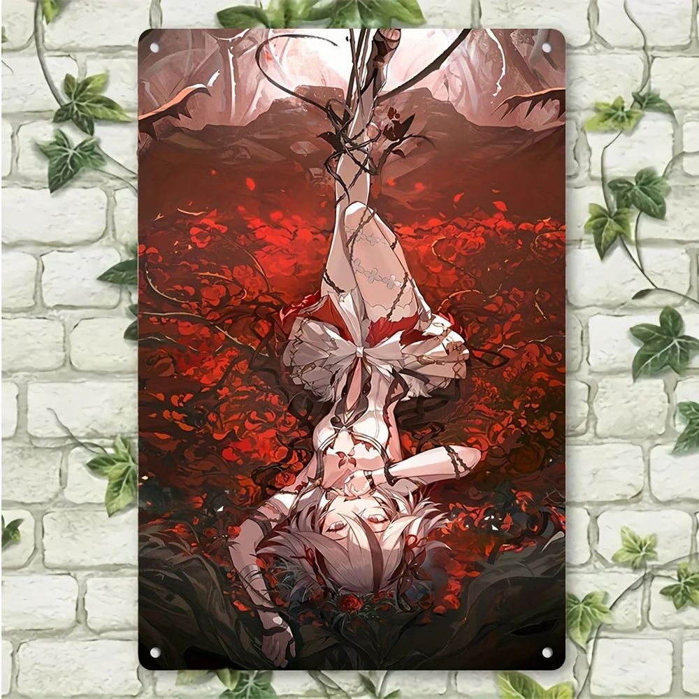 CIFBUY 2D Flat Wuthering Heights Sci-Fi Girl Aluminum Wall Art Waterproof Durable Decor For Bedroom Office Living Room Cafe