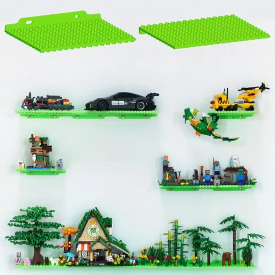 

12 Pack Wall Display Shelves with Dual Sided 16x13 Building Studs 4x5 Inch Building Plate Compatible with Lego Building Bricks