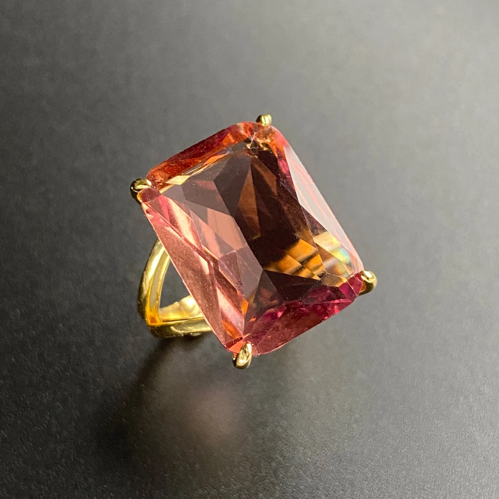 

Кольца с крупным камнем из зултанита 15*20 мм, 18-каратное желтое золото, с искусственным драгоценным камнем, меняющим цвет, для женщин, на помолвку, вечеринку, день рождения, подарок