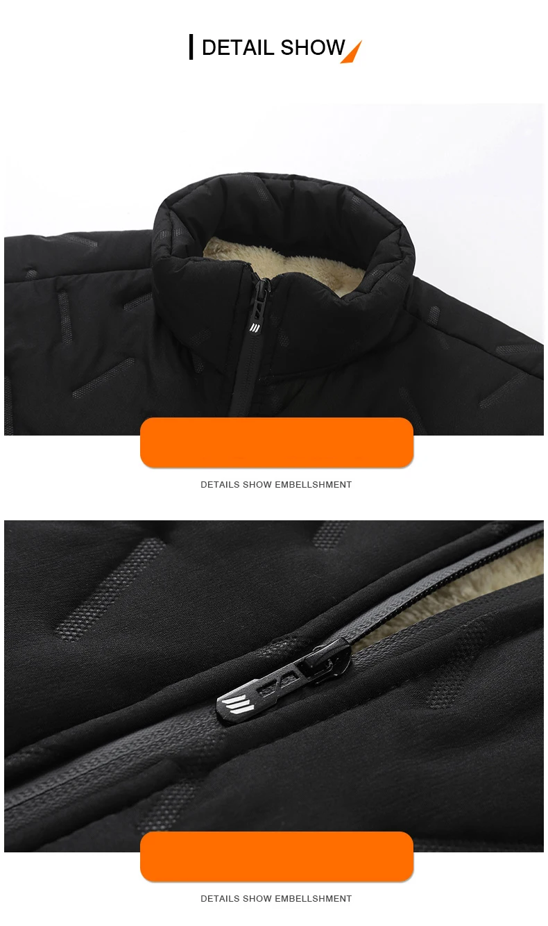 Fleece-gefütterte Jacke Herren Mode Herbst Winter Jacke Herren Mantel Lässige Winter Büro Kleidung Wattierte Parka Oberbekleidung Herren 2026 – Detail 10