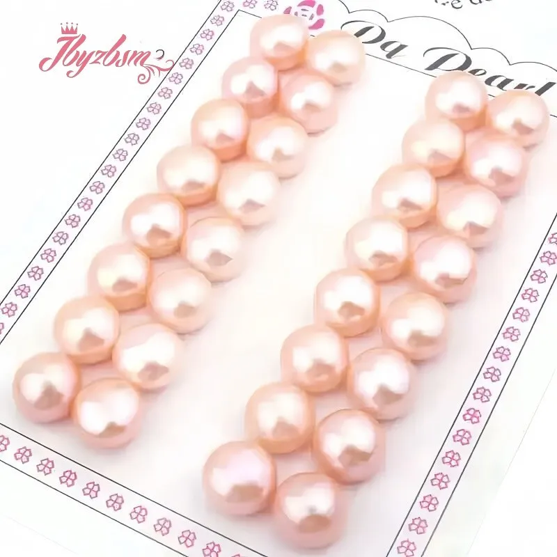 Natural Half Drilling Pink Freshwater Pearl Button Shape Stone Beads For DIY Earring Jewelry Fashion Style 5 Pair