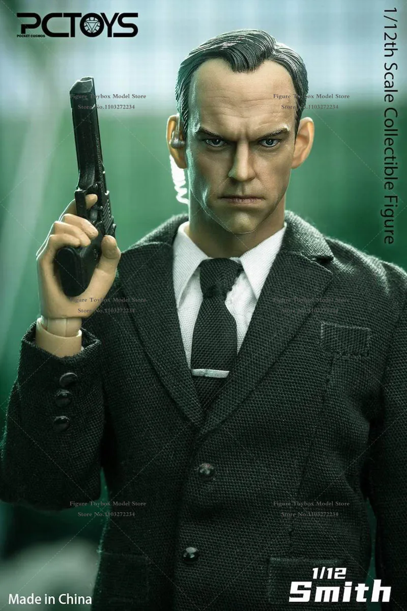 PCTOYS PC026 1/12 Scale Male Agent Wearing Suit Double Heads With Weapon Full Set 6'' Soldier Action Figure Toys for Fans Gift