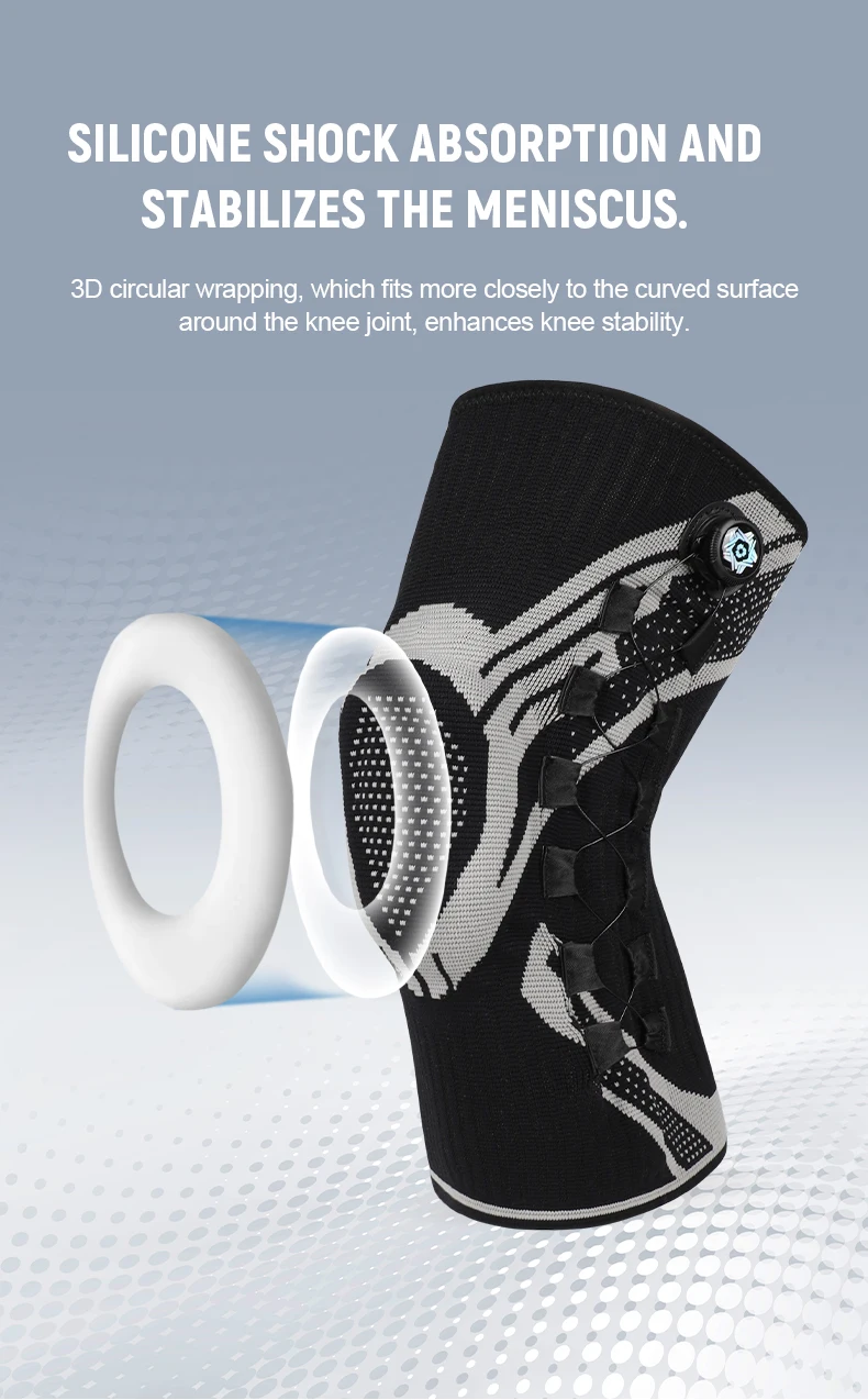 1pc Adjustable Knee Support Brace, Compression Knee Sleeve with Spring Support & Silicone Cushion for Sports