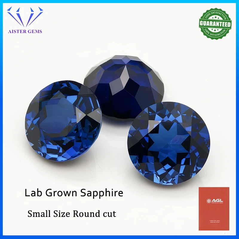 Small Size Lab Grown Sapphire Royal Blue Loose Gemstones Round Shape 3.0-5.0mm with AGL Certificate
