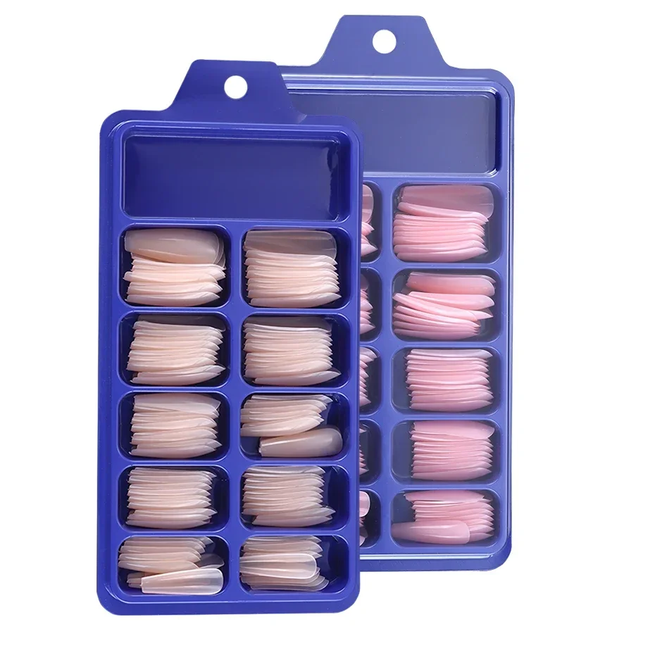 100szt Nude Pink False Nail Press On Nails Acrylic Extension Coffin Forms Nail Tips Artificial Long Full Cover Fingernails Tools — zdjęcie 2