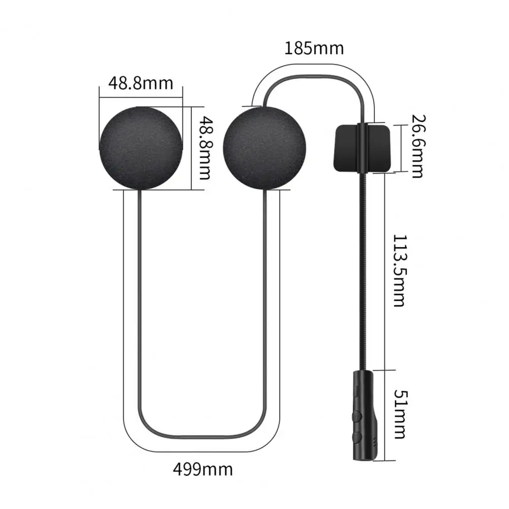 

Compact Helmet Headphone Detachable Easy Operation Premium Bluetooth-compatible 5.0 Motorcycle Helmet Earphone