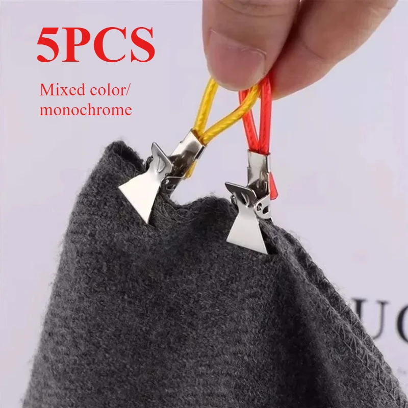 Colorful Rope Towel Clips Stainless Steel Hooks Clips Multi-function Tea Towel Shower Curtain Clips for Living Room Kitchen Bath