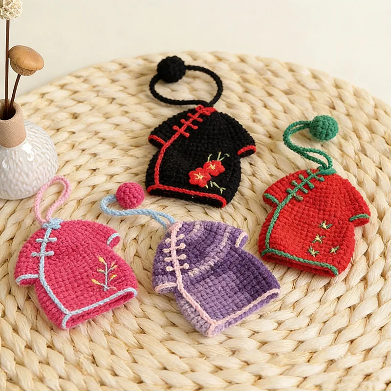 Hand Crochet Chinese Cheongsam Keychain Traditional Qipao Dress Knitted Pendant Bag Charm Handmade Gift