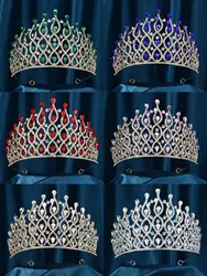 Luxury Bridal Crystal Crown Baroque Mori Rhinestone Tiara Wedding Hair Accessories Queen Headpiece