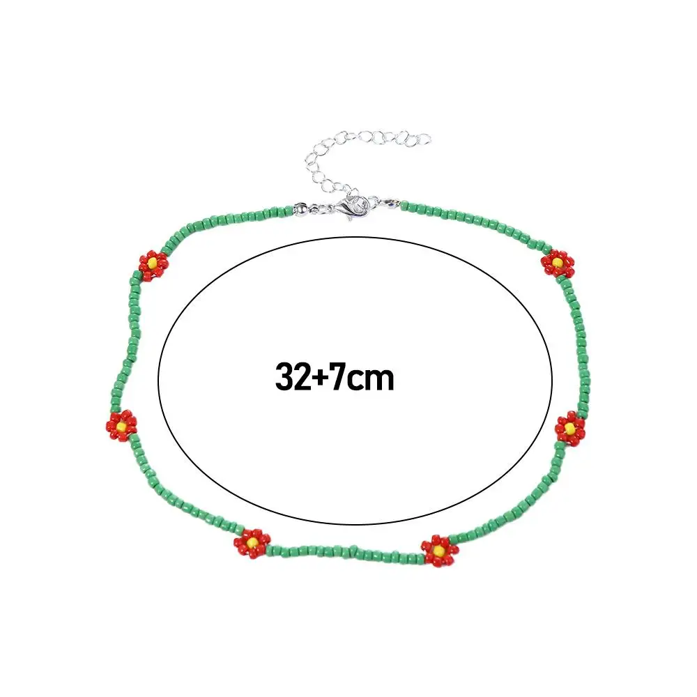 Koreanische handgefertigte Damen-Urlaubs-Halskette, hübsches Schmuckgeschenk, Schlüsselbein-Halskette, Blumen-Perlenkette, Boho-Choker, Damen-Halskette – Detail 3