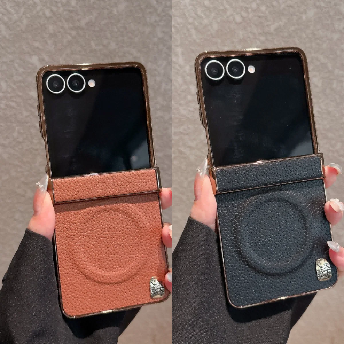 

Чехол для Samsung Galaxy Z Flip 7, роскошный защитный чехол из искусственной кожи MagSafe для Samsung Z Flip 7, чехол с полным покрытием